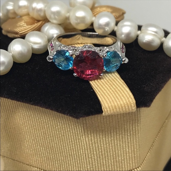 Renewing listing offer sent 18k white gold plated colorful ring - Picture 6 of 7